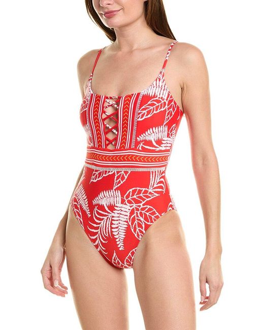 La Blanca Red Tapestry Strappy One-piece