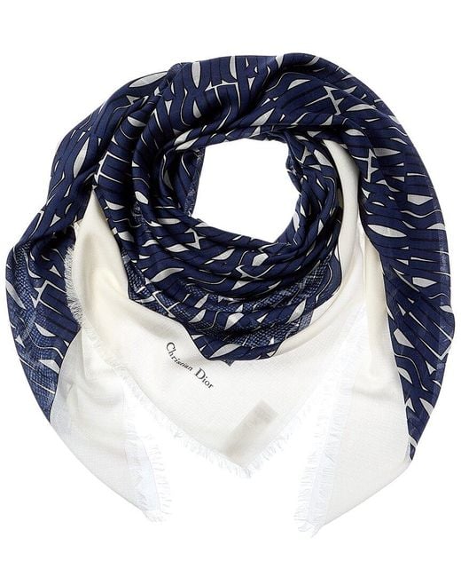 Dior Blue Miss Wool, Silk & Cashmere-blend Scarf