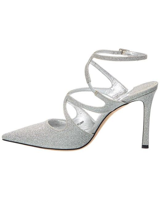 Jimmy Choo White Azia 95 Glitter Pump