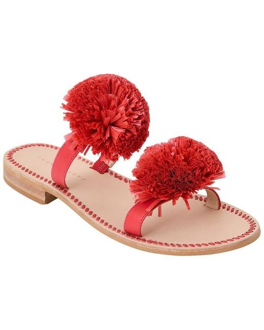 Jack Rogers Red Daffodil Raffia & Leather Sandal