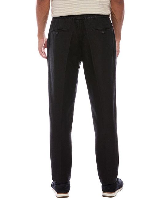 Isaia Black Drawstring Linen-Blend Trouser for men