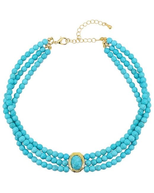 Liv Oliver Blue 18K Plated 32.70 Ct. Tw. Layer Necklace