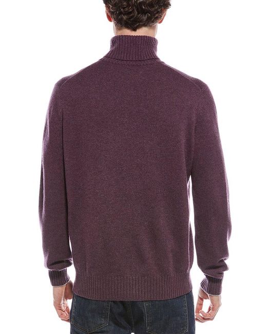 Brunello Cucinelli Purple Cashmere Turtleneck Sweater for men