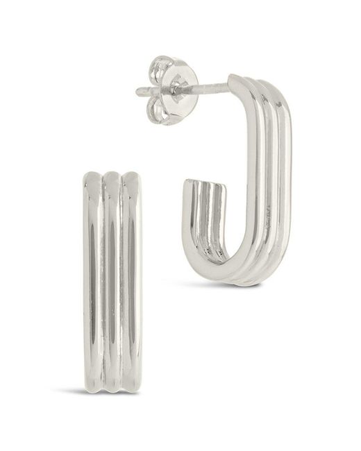 Sterling Forever White Rhodium Plated Cindy Polished Suspender Studs