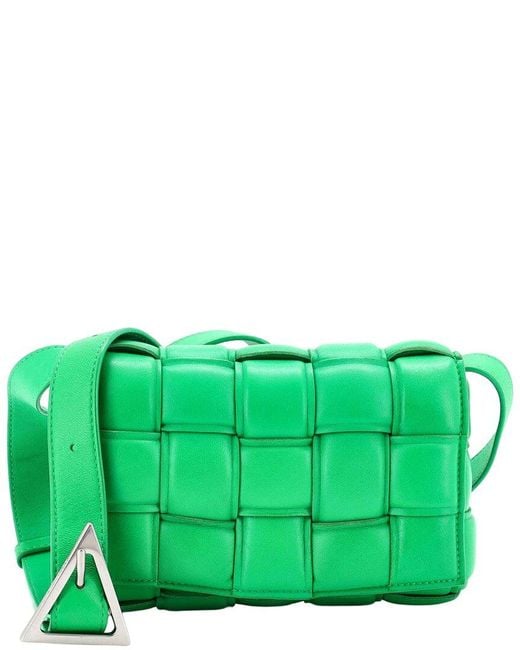 Bottega Veneta Green Maxi Intrecciato Leather Cassette Crossbody Padded Small (authentic Pre-loved)