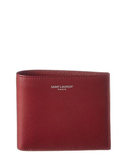 Saint Laurent Paris East/west Leather Bifold Wallet in Red for Men | Lyst