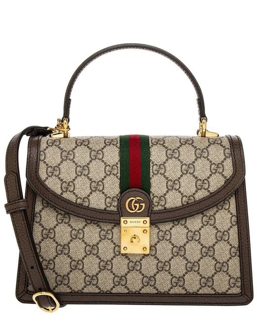 Gucci Metallic Ophidia Small Gg Supreme Canvas & Leather Top Handle Bag