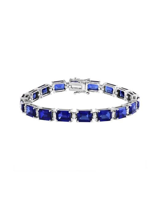 Effy Fine Jewelry Blue 14K 30.07 Ct. Tw. Lab-Grown Diamond & Lab-Grown Sapphire Bracelet