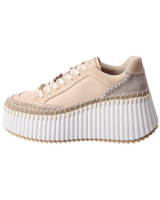 Chloé Natural Nama Leather Wedge Sneaker