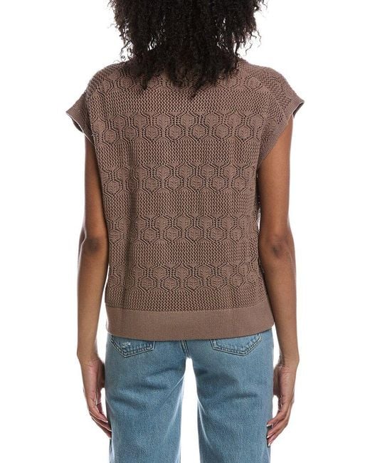 Splendid Brown Ss Crochet Sweater