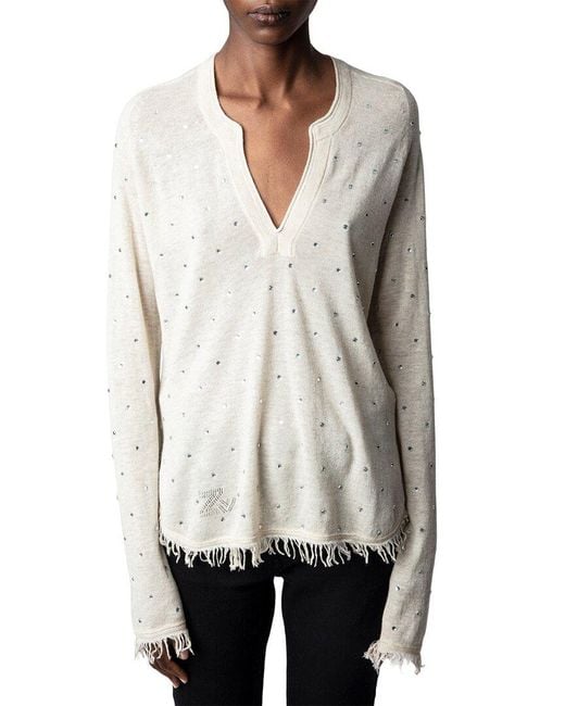 Zadig & Voltaire White Riviera Cashmere Sweater