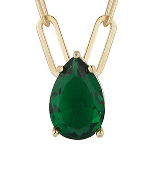 Glaze Jewelry Green 14k Over Silver Cz Pendant Necklace
