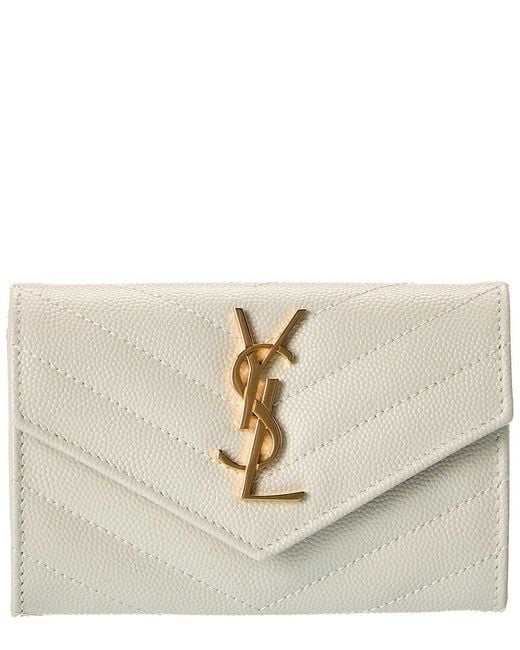 Saint Laurent Natural Small Matelasse Leather Envelope Wallet