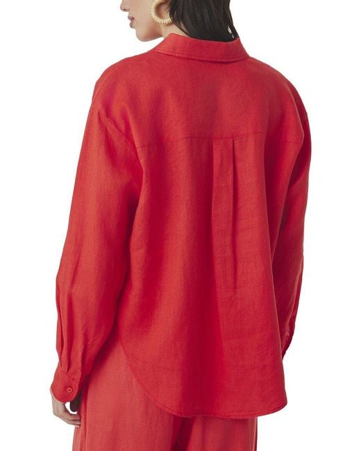 Splendid Red Stella Linen Top