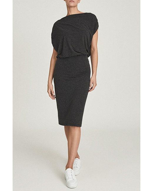 Reiss Black Evelyn Wool-blend Midi Dress