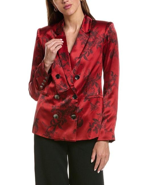 L'Agence Red Colin Silk Blazer
