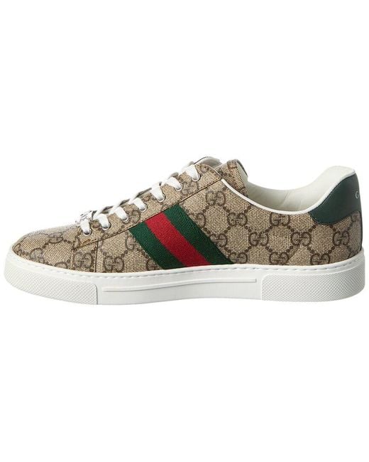 Gucci Natural Ace GG Supreme Canvas & Leather Sneaker