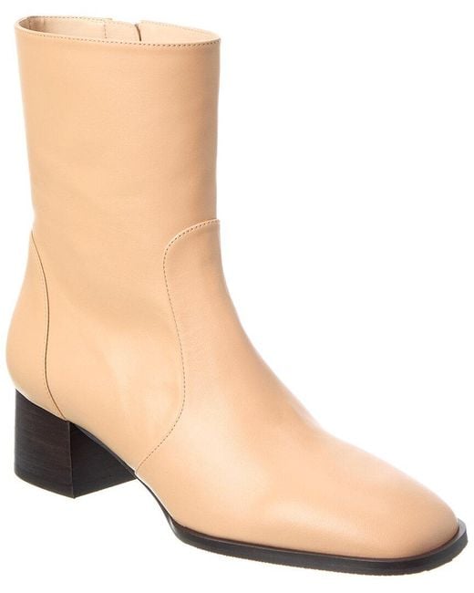 Stuart Weitzman Natural Nola Zip Leather Bootie