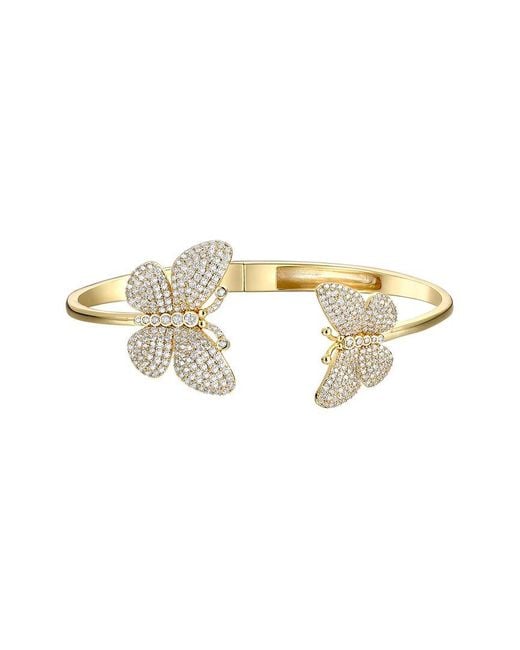 Rachel Glauber White 14k Plated Cz Butterfly Bangle Bracelet