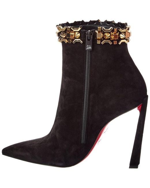 Christian Louboutin Black Astrospikes 100 Suede Bootie