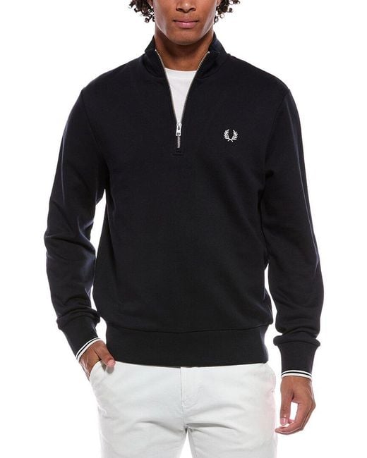 Fred Perry Black 1/4-Zip Mock Sweatshirt for men