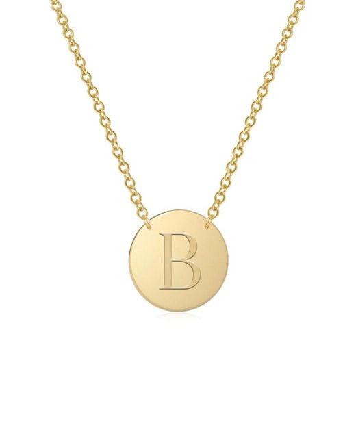 Jane Basch Metallic Designs 14k Initial Disc Necklace (a-z)