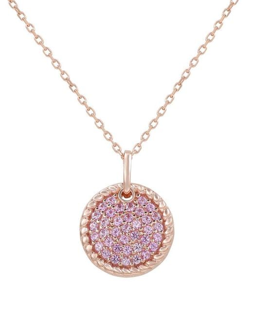 Suzy Levian Pink 0.02 Ct. Tw. Diamond & Sapphire Pendant Necklace