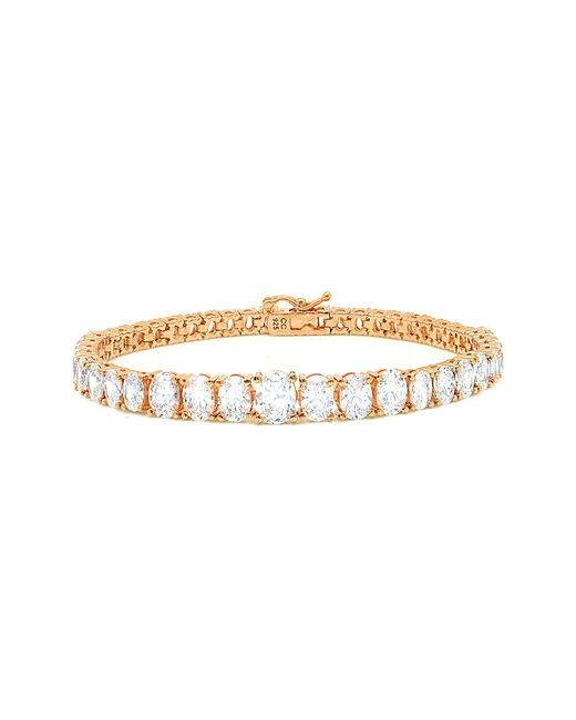 Crislu White 18k Rose Gold & Silver Cz Tennis Bracelet