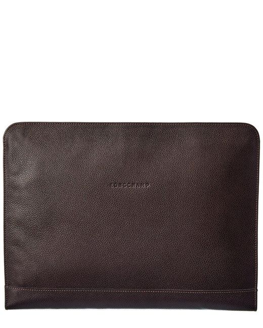 Longchamp Brown Le Foulonne Leather Laptop Case