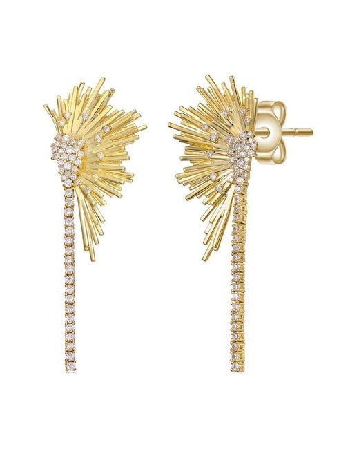 Rachel Glauber Metallic 14K Plated Cz Statement Earrings