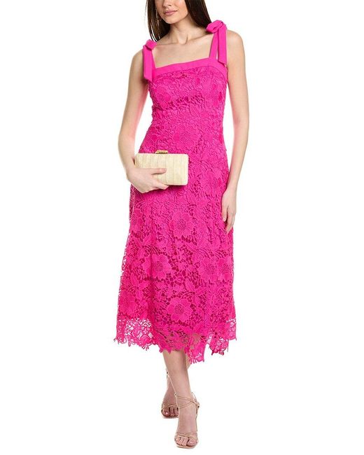 Julia Jordan Pink Lace Midi Dress