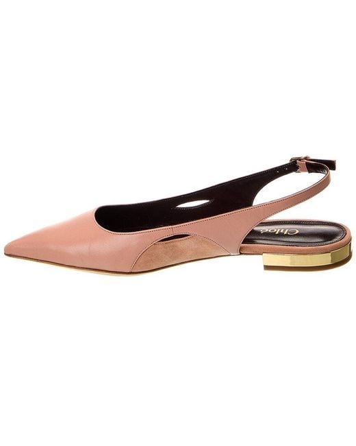 Chloé White Saada Leather & Suede Slingback Flat