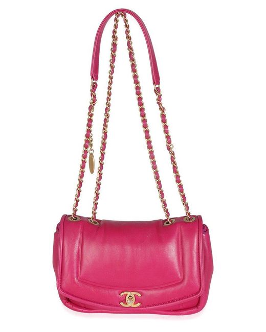 Chanel Pink Lambskin Leather Medium Simply Flap Bag (authentic Pre-loved)