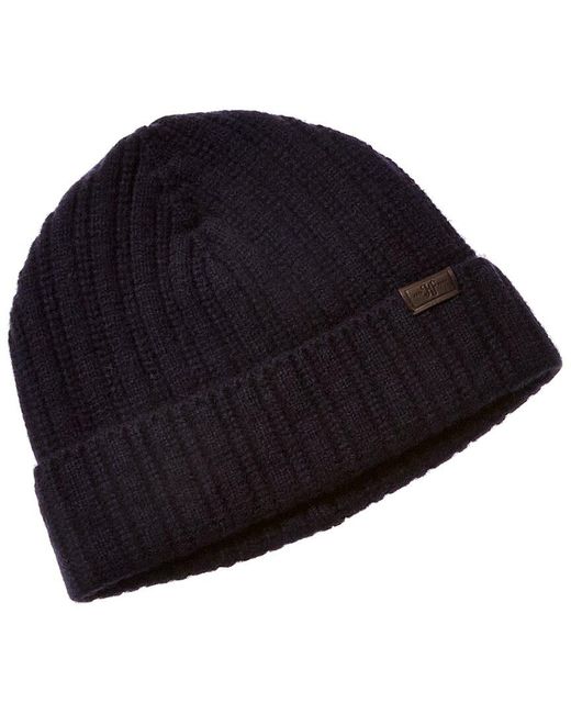 Hickey Freeman Blue Marled Ribbed Cashmere Hat for men
