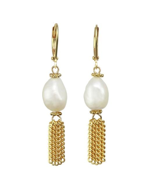 Rachel Reinhardt Jewelry Metallic 14k Plated 10-13mm Pearl Earrings