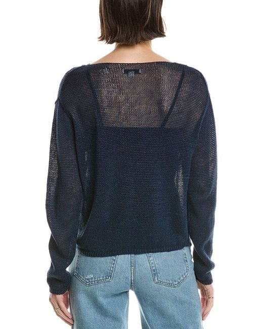 Vince Blue Boat Neck Linen Pullover