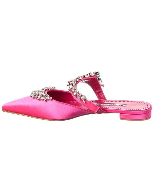 Manolo Blahnik Pink Lurum Satin Mule