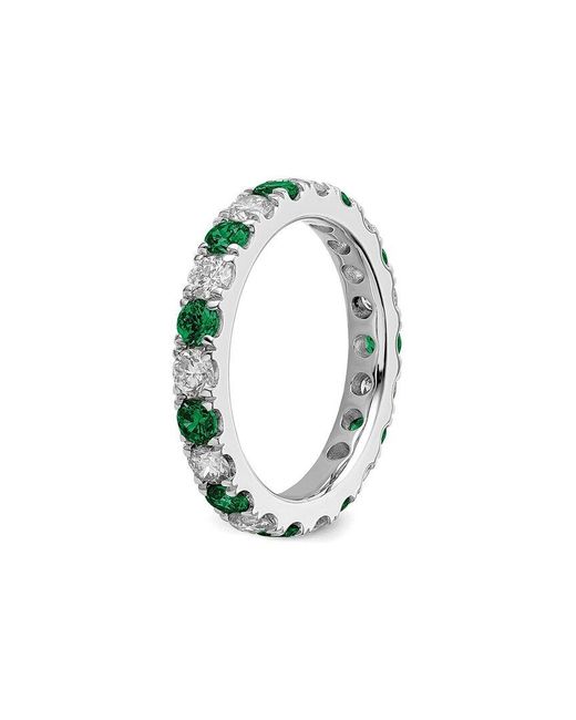 Lab Grown Gemstones White 14K 2.65 Ct. Tw. Lab-Grown Diamond & Lab-Grown Emerald Eternity Ring