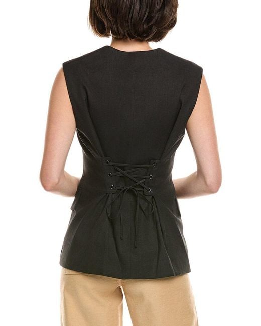 A.L.C. Black Noa Linen-Blend Vest