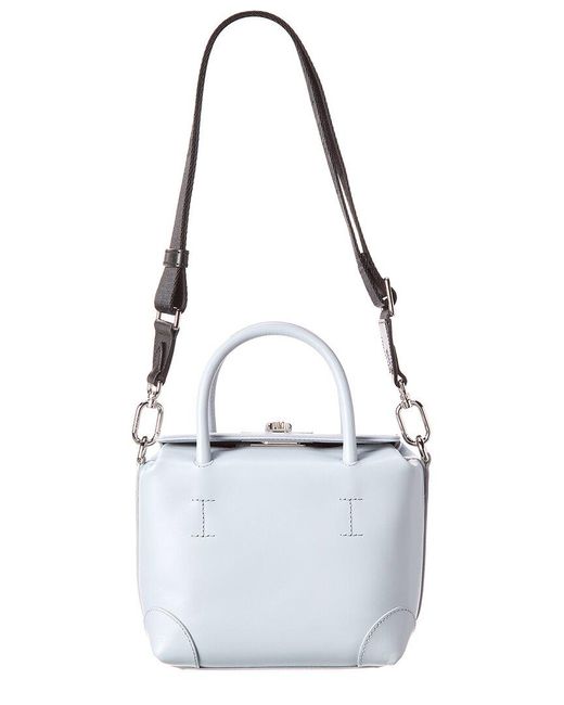 Women's White Leather Shoulder Mini Boston Bags