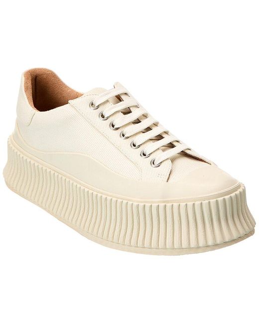 Jil Sander White Logo Canvas Sneaker