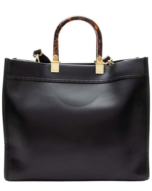 Fendi Black Leather Sunshine Medium Shopper Tote (authentic Pre-loved)