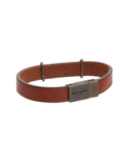 Saint Laurent Brown Cassandre Leather Bracelet