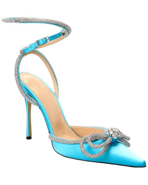 Mach & Mach Double Bow Satin Pump in Blue | Lyst