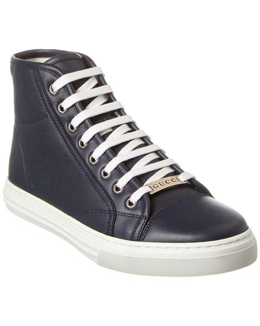 Gucci Blue High-top Leather Sneaker for men