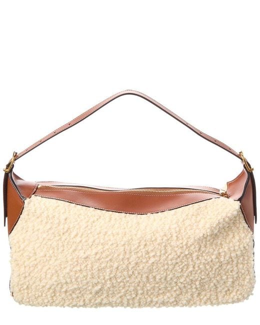 Céline Brown Romy Medium Shearling & Leather Hobo Bag