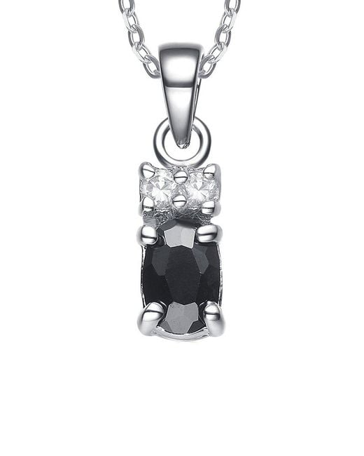 Genevive Jewelry White Silver Cz Pendant
