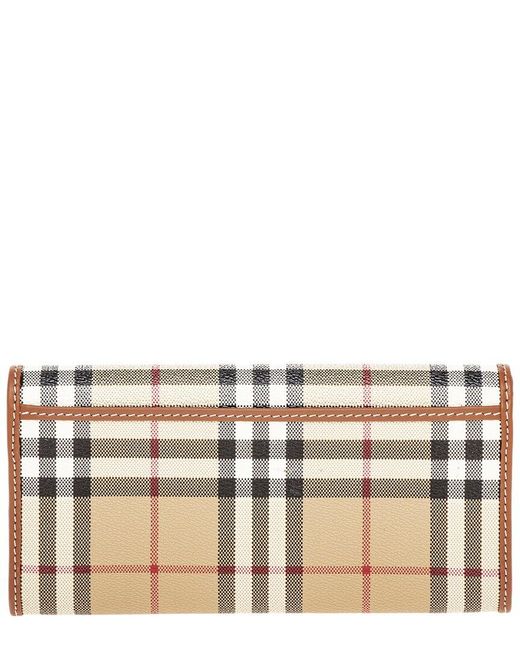 Burberry Natural Check E-canvas & Leather Continental Wallet
