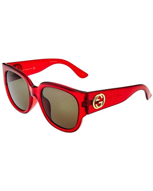 Gucci Red Women's GG0142SA 55mm Sunglasses