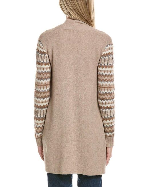 Sofiacashmere Natural Lurex Fairisle Open Wool & Cashmere-Blend Cardigan